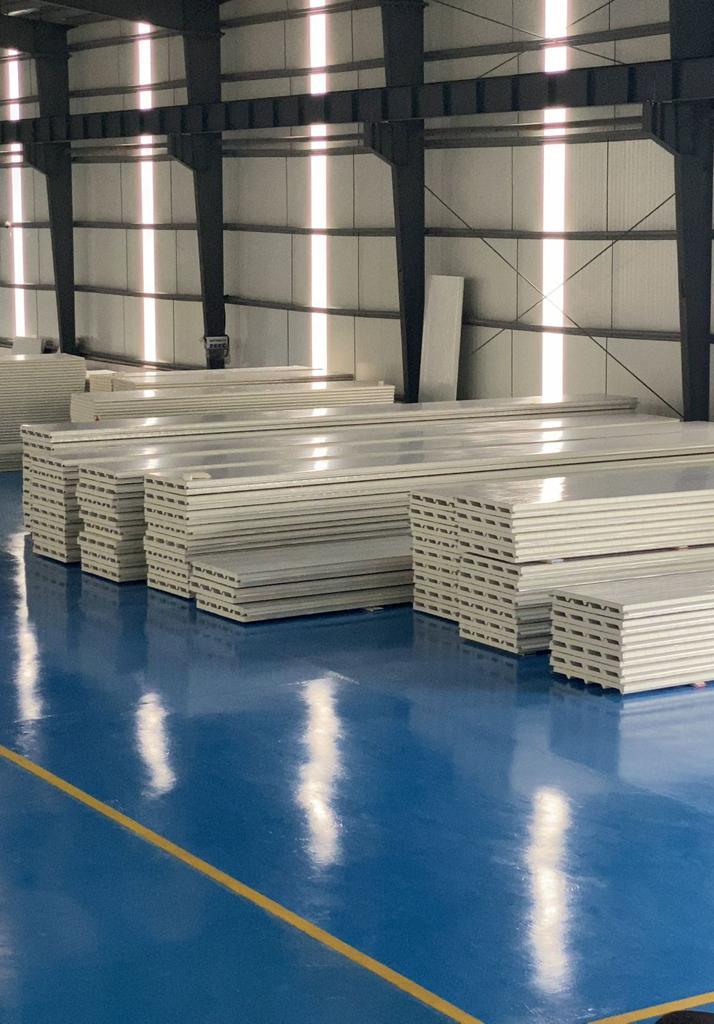 PUF panels stocked inside factory