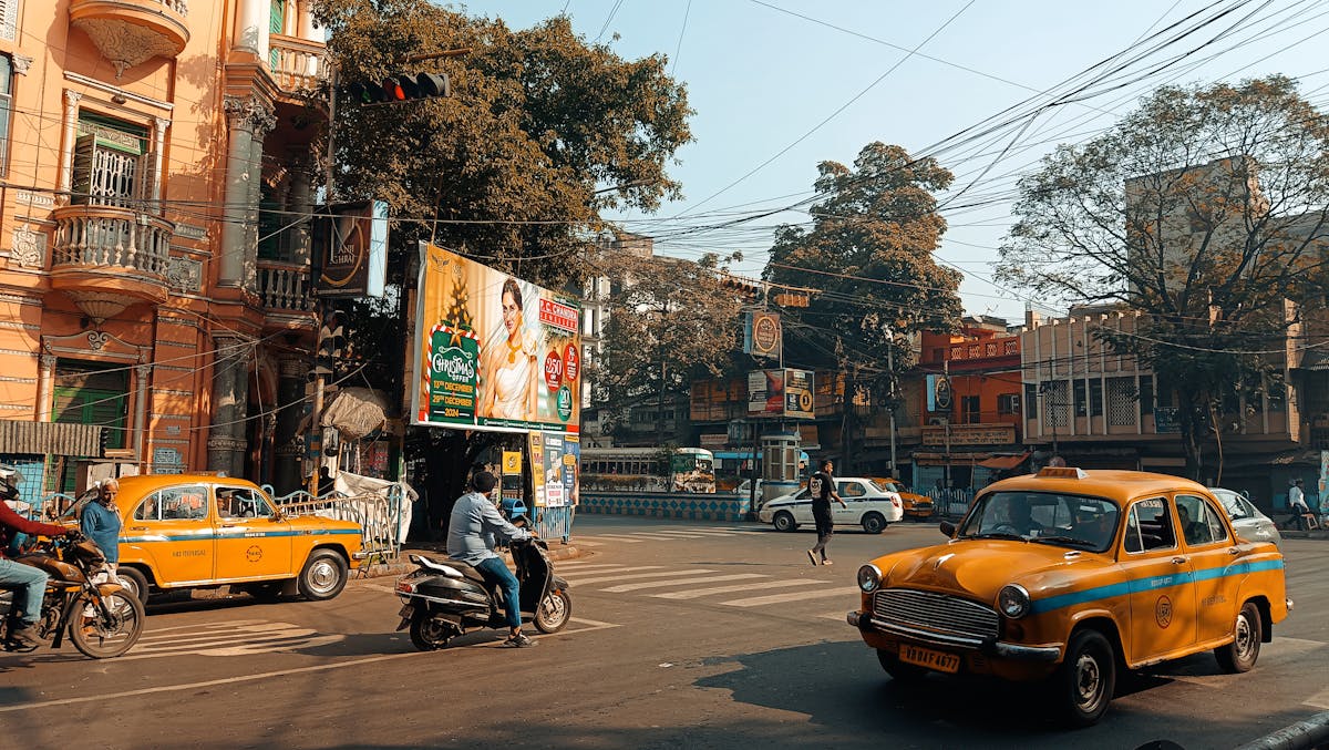 Indian local taxi service in city traffic