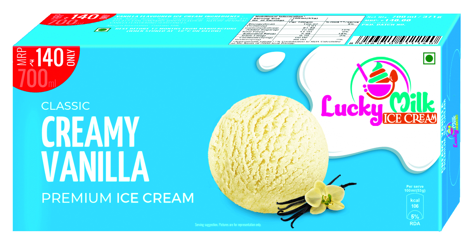 Lucky Milk creamy vanilla pack