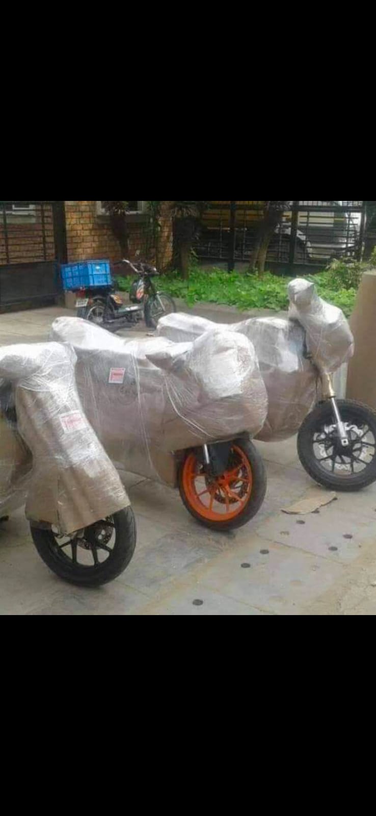 Wrapped bike ready for transport