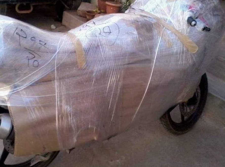 Bike wrapped securely for relocation
