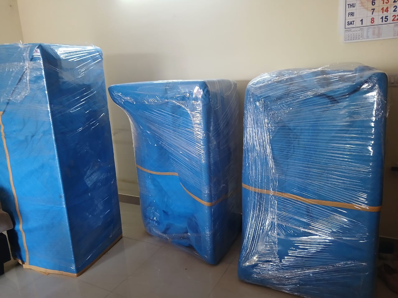 City house shifting wrapped furniture