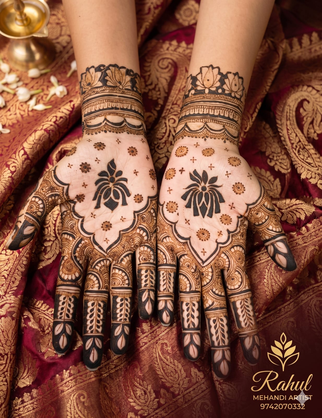Bride wearing traditional bridal mehndi in Mysore