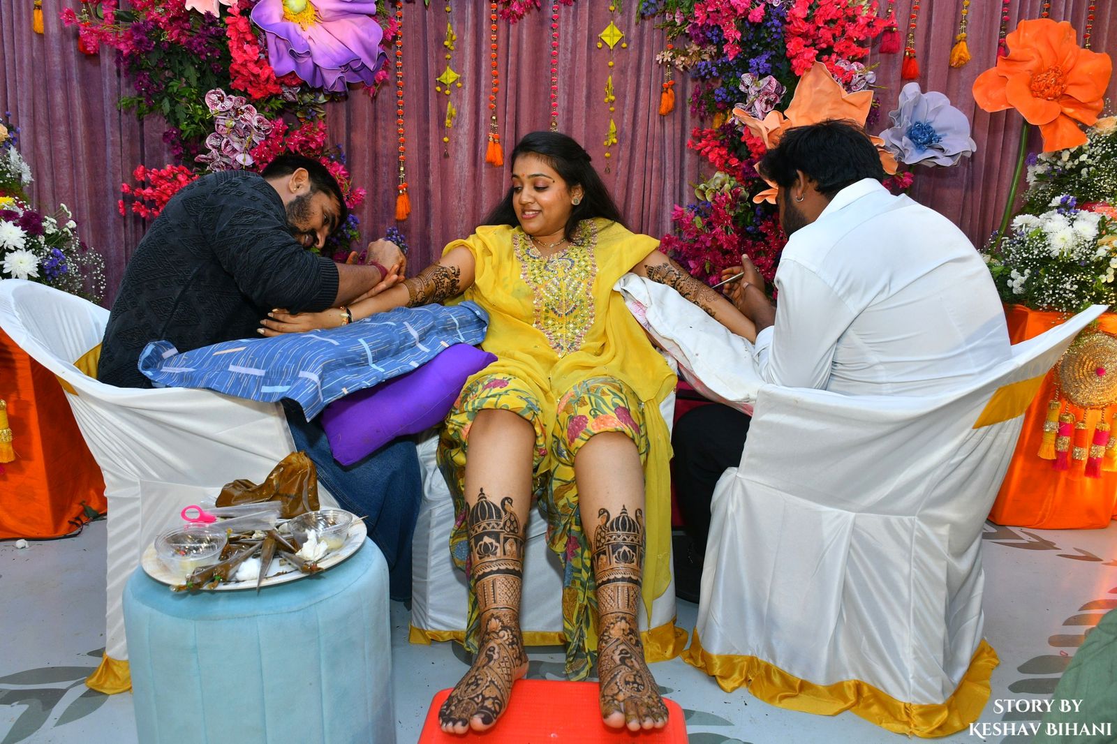 Traditional Indian bride with bridal mehndi