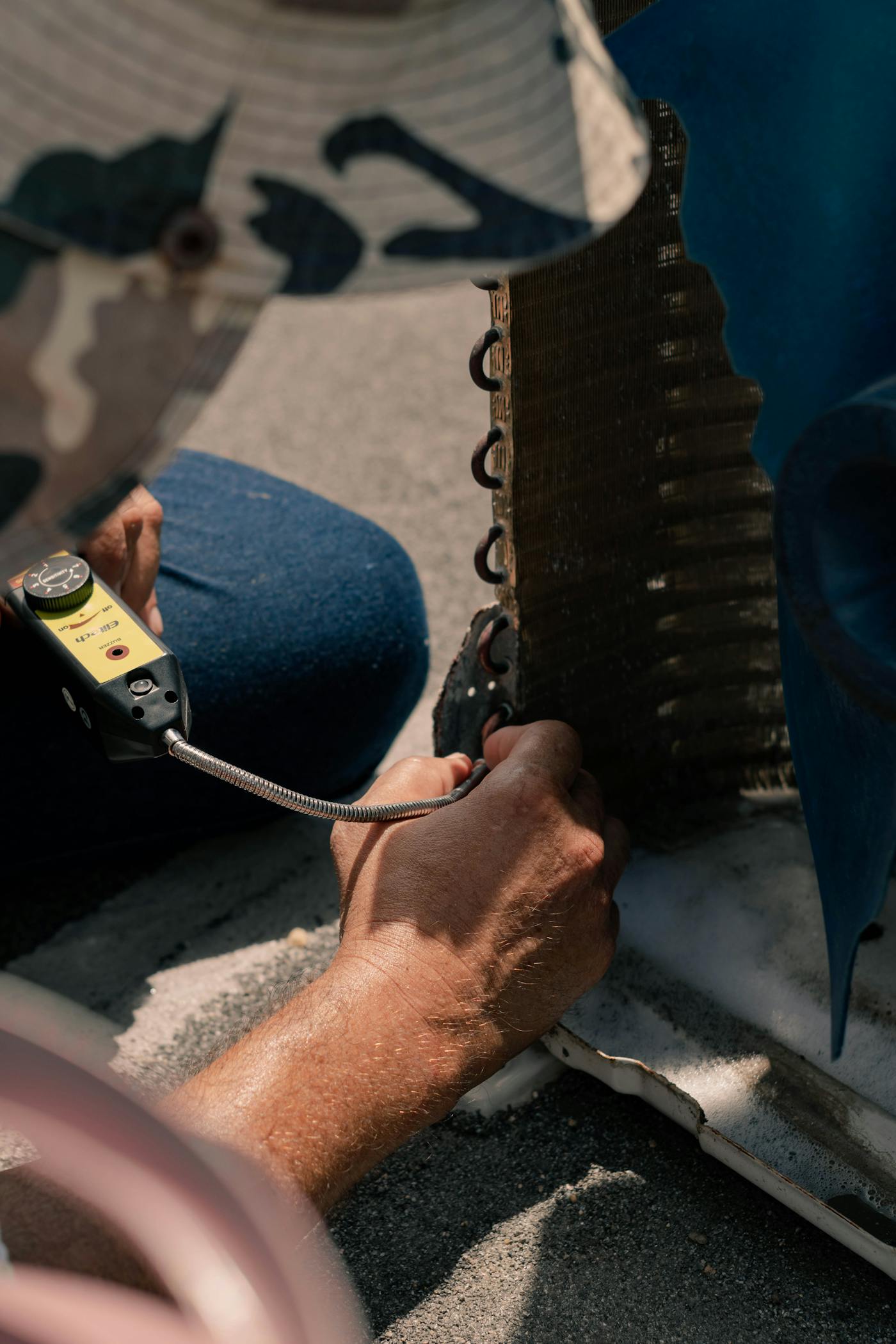 AC coil repair closeup