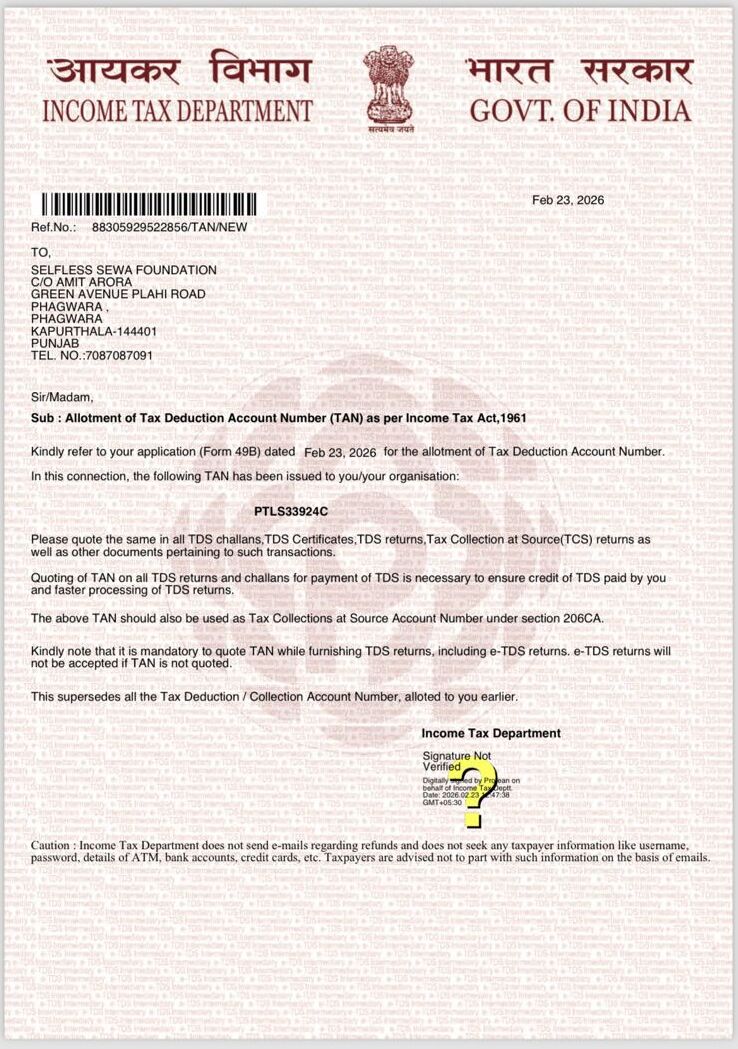 Income tax TAN letter